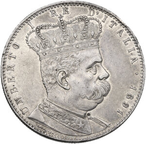 obverse: Umberto I (1890-1896). 5 lire o tallero 1891