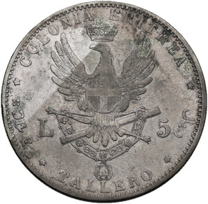 reverse: Umberto I (1890-1896). 5 lire o tallero 1891