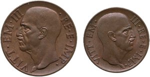 obverse: Vittorio Emanuele III (1900-1943). Lotto di due (2) monete da 10 e 5 centesimi 1936