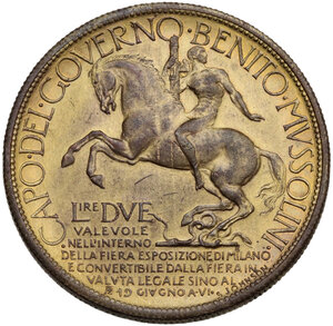 reverse: Vittorio Emanuele III (1900-1943). 2 lire 1928 Fiera di Milano