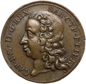 obverse: Carlo Emanuele III (1730-1773).. Medaglia per la liberazione di Alessandria, 1746
