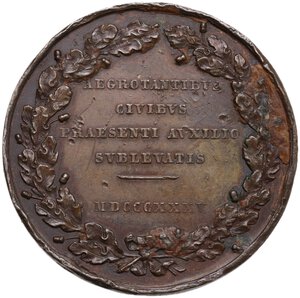 reverse: Carlo Alberto (1798-1849).. Medaglia premio 1835 destinata ai membri delle Commissioni Sanitarie per ricordare le cure prestate ai cittadini colpiti dal colera