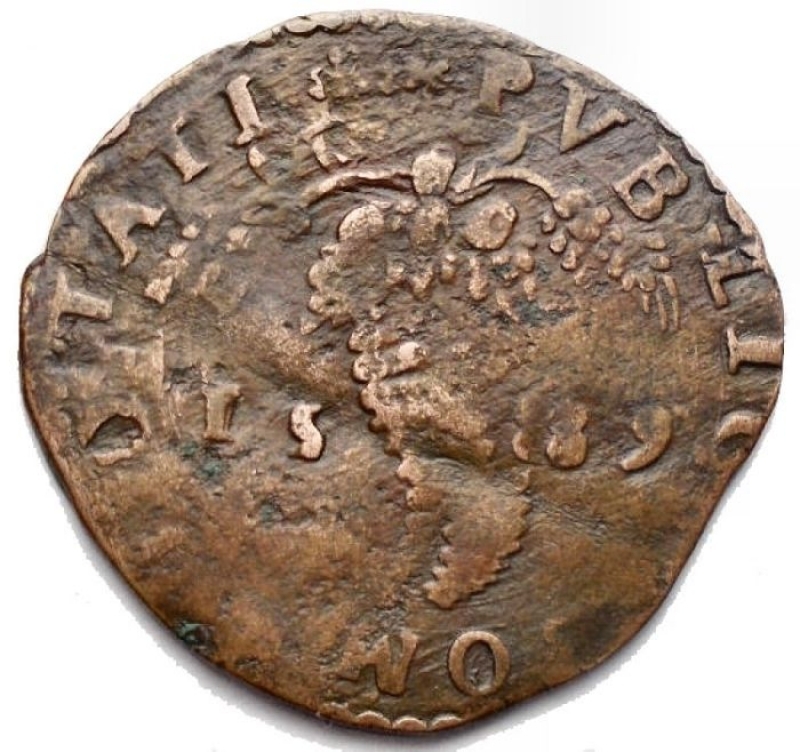 obverse: Zecche Italiane - Napoli. Filippo II. 1556-1598. Tornese 1589. Ae. Peso g 3,81. Diametro mm 27,15. qBB. R.