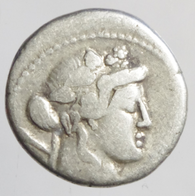 reverse: Repubblica Romana. Cassia. Lucius Cassius Longinus. Denario. 78 a.C. d\ Testa di Libera o Bacco a destra r\ L CASSI Q F Testa di Libera a sinistra. Peso 3,65 g. Diametro 18x19 mm. qBB. Cr.386/1. NC.