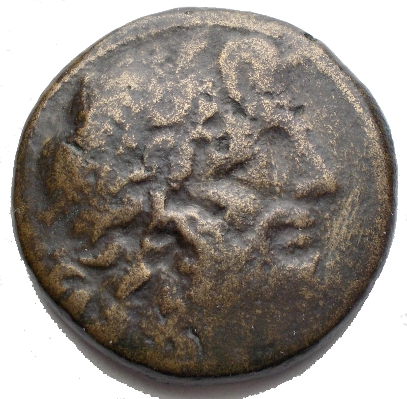 obverse: Mondo Greco - Northern Apulia, Teate. AE Nummus, 225-200 BC. Head of Zeus of Dodona right, wearing oak wreath. / Eagle standing right on thunderbolt. SNG France 1419 var. (no star). AE. 23,66 g. 30,7 mm. RR. Very rare. F-aVF