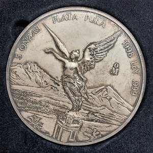 obverse: MESSICO , 5 Onzas Libertad ( 5 once argento 999)  1998  RARA, confezione originale