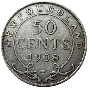 obverse: NEW FOUNDLAND, Edward VII,  50 cents argento 1908