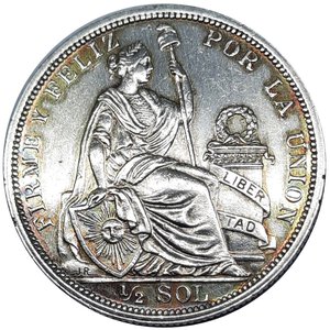 reverse: PERU , 1/2 Sol argento 1917