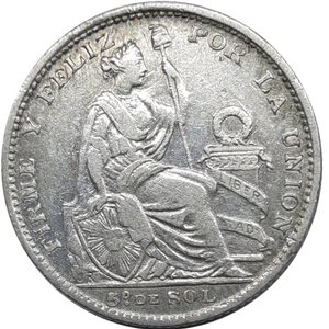 reverse: PERU , 1/5 Sol argento 1899