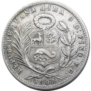 obverse: PERU , 1/5 Sol argento 1908