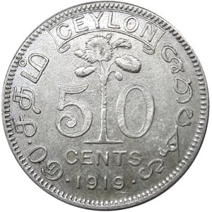 obverse: CEYLON , George V, 50 cents argento 1919
