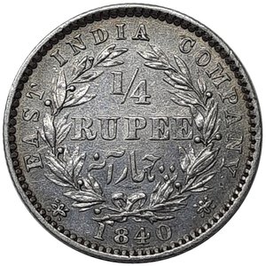 obverse: EAST INDIA COMPANY, Victoria queen ,1/4 rupee argento 1840