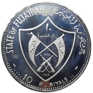 obverse: FUJAIRAH, 10 riyals argento Apollo XII 1970 PROOF, Confezione originale