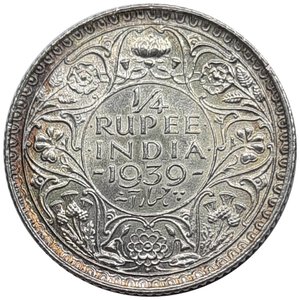 obverse: INDIA , George VI ,1/4  Rupee argento 1939