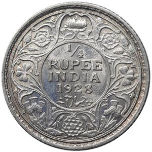 obverse: INDIA , George V ,1/4  Rupee argento 1928