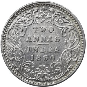obverse: INDIA , Victoria queen ,2 Annas argento 1890