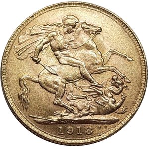 obverse: INDIA ,George V ,Sterlina oro 1918 , zecca Bombay 