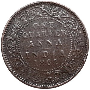 reverse: INDIA , Victoria queen ,1/4 anna 1862