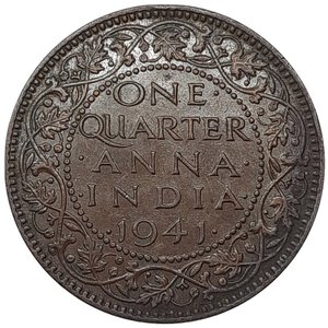 obverse: INDIA , George VI ,1/4 anna 1941