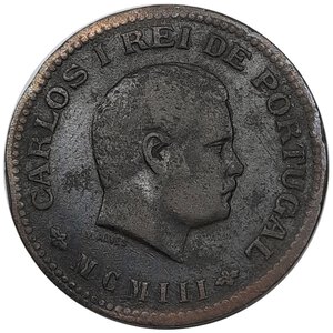 reverse: INDIA PORTOGHESE , Carlos I, 1/4 Tanga 1903 RARA