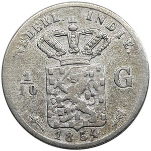 obverse: INDIE OLANDESI,  1/10 Gulden argento 1854