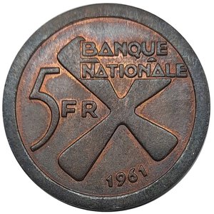 obverse: KATANGA , 5 Francs 1961 Qfdc tracce Rame rosso