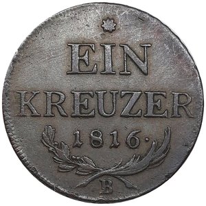obverse: AUSTRIA , 1 Kreuzer 1816 B