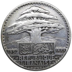 reverse: LIBANO, 50 Piastres argento  1936 