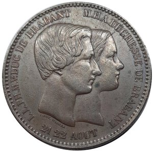 obverse: BELGIO, Moneta medaglia 10 cent 1853 matrimonio duca e duchessa