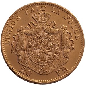 obverse: BELGIO, Leopoldo II 20 francs oro 1874