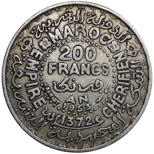 obverse: MAROCCO  , 200 francs argento 1953
