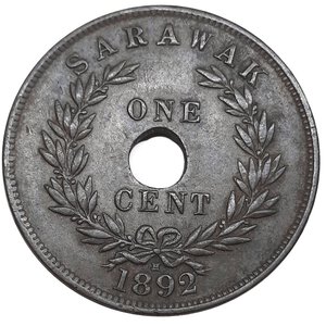reverse: SARAWAK , 1 cent 1892 Rara