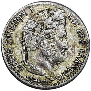 obverse: FRANCIA  , Louis Philippe ,1/4 Franc argento 1844 A (Parigi)