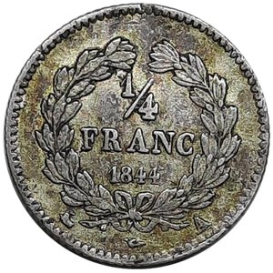 reverse: FRANCIA  , Louis Philippe ,1/4 Franc argento 1844 A (Parigi)