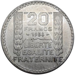 obverse: FRANCIA  ,20 francs Turin argento 1938 FDC
