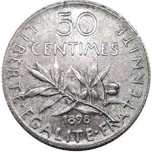 obverse: FRANCIA  ,50 Centimes Semeuse 1898 argento FDC