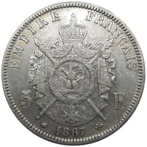 reverse: FRANCIA  ,Napoleon III , 5  Francs argento 1867