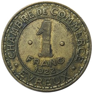 obverse: FRANCIA , Evreux ,1 franc 1922, Moneta di necessita 