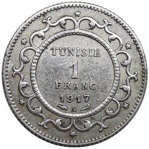 obverse: TUNISIA,  1 franc argento 1917