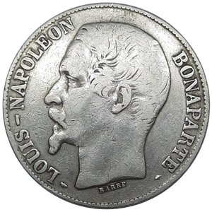 reverse: FRANCIA  ,Louis Napoleon Bonaparte 5 francs 1852 zecca A (Parigi)