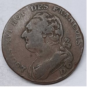 reverse: FRANCIA  , Louis XVI,  12 deniers 1793 