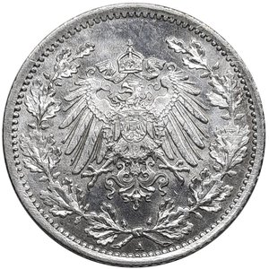 obverse: GERMANIA, 1/2 mark argento 1914 A