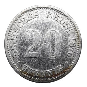 obverse: GERMANIA, 20 pfennig argento 1876 D