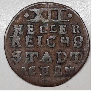 obverse: GERMANIA, Aachen,  1/12 heller 1724