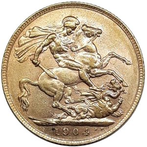 reverse: GRAN BRETAGNA, Edward VII, Sterlina oro 1904