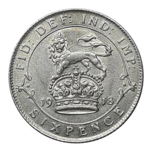 obverse: GRAN BRETAGNA, George V, Six pence argento 1918