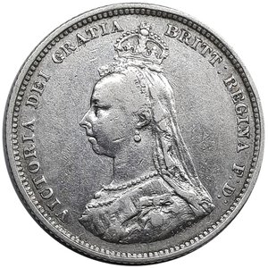 obverse: GRAN BRETAGNA, Victoria queen, shilling argento  1887