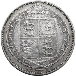 reverse: GRAN BRETAGNA, Victoria queen, shilling argento  1887
