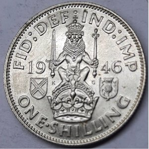 obverse: GRAN BRETAGNA, George VI, shilling argento  1946