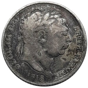 reverse: GRAN BRETAGNA, George III, Six pence argento 1818